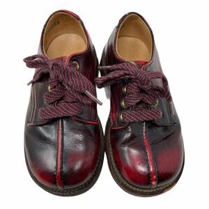 Vintage FALKNER'S All Leather Tie Shoes Reddish Black size 151/2D(infant)
